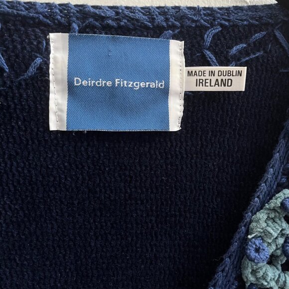 Vintage 1990s Deirdre Fitzgerald Blue Chunky Knit Button Front Tunic Sweater - Picture 4 of 7